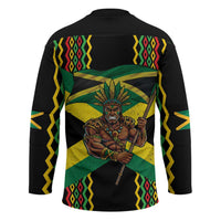 Jamaica Warrior Spirit Hockey Jersey Tribal Fighter in Reggae Colors - Wonder Print Shop