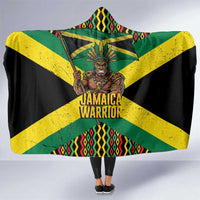 Jamaica Warrior Spirit Hooded Blanket Tribal Fighter in Reggae Colors - Wonder Print Shop