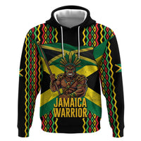 Jamaica Warrior Spirit Hoodie Tribal Fighter in Reggae Colors - Wonder Print Shop