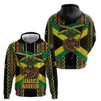 Jamaica Warrior Spirit Hoodie Tribal Fighter in Reggae Colors - Wonder Print Shop