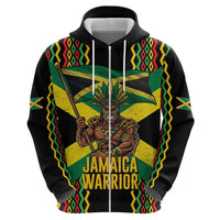 Jamaica Warrior Spirit Hoodie Tribal Fighter in Reggae Colors - Wonder Print Shop