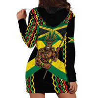 Jamaica Warrior Spirit Hoodie Dress Tribal Fighter in Reggae Colors - Wonder Print Shop