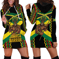 Jamaica Warrior Spirit Hoodie Dress Tribal Fighter in Reggae Colors - Wonder Print Shop