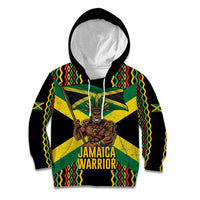 Jamaica Warrior Spirit Kid Hoodie Tribal Fighter in Reggae Colors - Wonder Print Shop