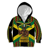 Jamaica Warrior Spirit Kid Hoodie Tribal Fighter in Reggae Colors - Wonder Print Shop