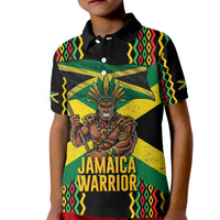 Jamaica Warrior Spirit Kid Polo Shirt Tribal Fighter in Reggae Colors - Wonder Print Shop