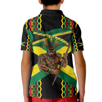 Jamaica Warrior Spirit Kid Polo Shirt Tribal Fighter in Reggae Colors - Wonder Print Shop