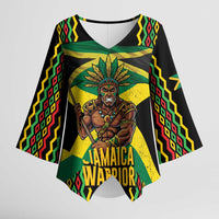 Jamaica Warrior Spirit Kimono Sleeve Blouse Tribal Fighter in Reggae Colors - Wonder Print Shop