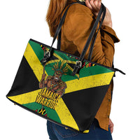 Jamaica Warrior Spirit Leather Tote Bag Tribal Fighter in Reggae Colors - Wonder Print Shop