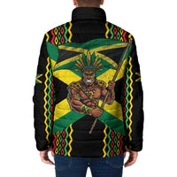 Jamaica Warrior Spirit Padded Jacket Tribal Fighter in Reggae Colors - Wonder Print Shop