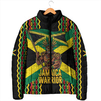 Jamaica Warrior Spirit Padded Jacket Tribal Fighter in Reggae Colors - Wonder Print Shop