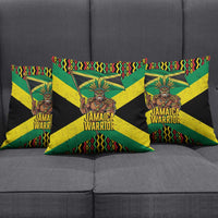 Jamaica Warrior Spirit Pillow Cover Tribal Fighter in Reggae Colors - Wonder Print Shop