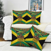 Jamaica Warrior Spirit Pillow Cover Tribal Fighter in Reggae Colors - Wonder Print Shop