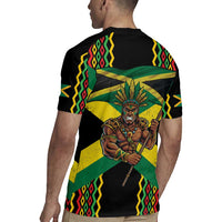 Jamaica Warrior Spirit Rugby Jersey Tribal Fighter in Reggae Colors - Wonder Print Shop