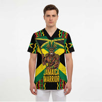 Jamaica Warrior Spirit Scrub Top Tribal Fighter in Reggae Colors - Wonder Print Shop