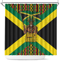 Jamaica Warrior Spirit Shower Curtain Tribal Fighter in Reggae Colors - Wonder Print Shop