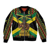 Jamaica Warrior Spirit Sleeve Zip Bomber Jacket Tribal Fighter in Reggae Colors - Wonder Print Shop