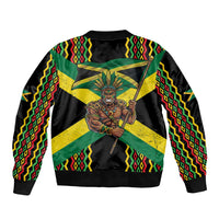 Jamaica Warrior Spirit Sleeve Zip Bomber Jacket Tribal Fighter in Reggae Colors - Wonder Print Shop