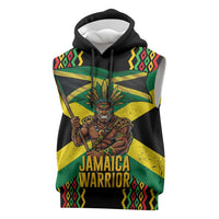 Jamaica Warrior Spirit Sleeveless Hoodie Tribal Fighter in Reggae Colors - Wonder Print Shop