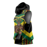 Jamaica Warrior Spirit Sleeveless Hoodie Tribal Fighter in Reggae Colors - Wonder Print Shop
