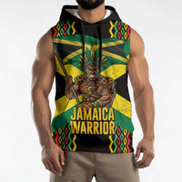 Jamaica Warrior Spirit Sleeveless Hoodie Tribal Fighter in Reggae Colors - Wonder Print Shop