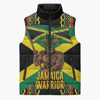 Jamaica Warrior Spirit Sleeveless Puffer Jacket Tribal Fighter in Reggae Colors - Wonder Print Shop