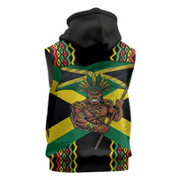 Jamaica Warrior Spirit Sleeveless Zip Hoodie Tribal Fighter in Reggae Colors - Wonder Print Shop