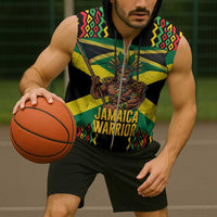 Jamaica Warrior Spirit Sleeveless Zip Hoodie Tribal Fighter in Reggae Colors - Wonder Print Shop