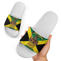 Jamaica Warrior Spirit Slide Sandals Tribal Fighter in Reggae Colors - Wonder Print Shop