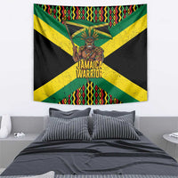 Jamaica Warrior Spirit Tapestry Tribal Fighter in Reggae Colors - Wonder Print Shop