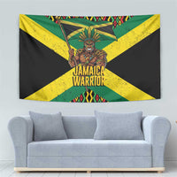 Jamaica Warrior Spirit Tapestry Tribal Fighter in Reggae Colors - Wonder Print Shop