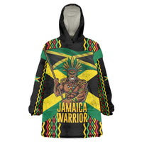 Jamaica Warrior Spirit Wearable Blanket Hoodie Tribal Fighter in Reggae Colors - Wonder Print Shop