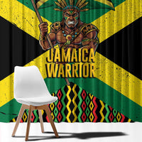 Jamaica Warrior Spirit Window Curtain Tribal Fighter in Reggae Colors - Wonder Print Shop