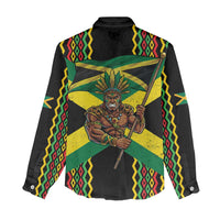 Jamaica Warrior Spirit Women Casual Shirt Tribal Fighter in Reggae Colors - Wonder Print Shop