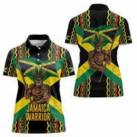 Jamaica Warrior Spirit Women Polo Shirt Tribal Fighter in Reggae Colors - Wonder Print Shop