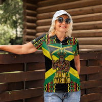 Jamaica Warrior Spirit Women Polo Shirt Tribal Fighter in Reggae Colors - Wonder Print Shop