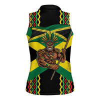 Jamaica Warrior Spirit Women Sleeveless Polo Shirt Tribal Fighter in Reggae Colors - Wonder Print Shop