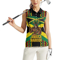 Jamaica Warrior Spirit Women Sleeveless Polo Shirt Tribal Fighter in Reggae Colors - Wonder Print Shop