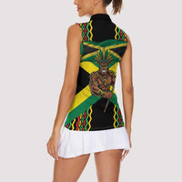 Jamaica Warrior Spirit Women Sleeveless Polo Shirt Tribal Fighter in Reggae Colors - Wonder Print Shop
