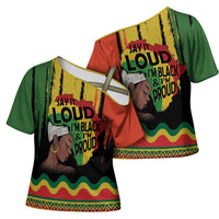 Black History Dreadlocks Map Cross Shoulder Shirt Say It Loud I’m Black and I’m Proud - Wonder Print Shop