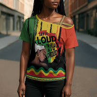 Black History Dreadlocks Map Cross Shoulder Shirt Say It Loud I’m Black and I’m Proud - Wonder Print Shop