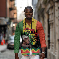 Black History Dreadlocks Map Long Sleeve Button Shirt Say It Loud I’m Black and I’m Proud - Wonder Print Shop