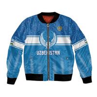 Custom World Football 2026 Uzbekistan Bomber Jacket Uzbek Ikat Pattern with Humo Bird - Wonder Print Shop