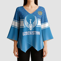Custom World Football 2026 Uzbekistan Kimono Sleeve Blouse Uzbek Ikat Pattern with Humo Bird - Wonder Print Shop