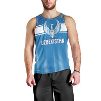 Custom World Football 2026 Uzbekistan Men Tank Top Uzbek Ikat Pattern with Humo Bird - Wonder Print Shop
