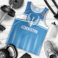 Custom World Football 2026 Uzbekistan Men Tank Top Uzbek Ikat Pattern with Humo Bird - Wonder Print Shop