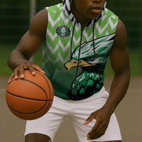 Custom Nigeria Football Sleeveless Zip Hoodie The Super Eagles Rise
