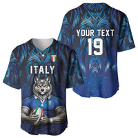 Custom Rugby Italy Baseball Jersey Azzurri Wolf Mascot Design
