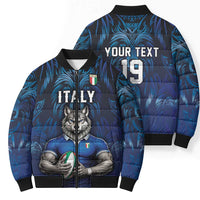 Custom Rugby Italy Bomber Puffer Jacket Azzurri Wolf Mascot Design