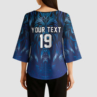 Custom Rugby Italy Kimono Sleeve Blouse Azzurri Wolf Mascot Design